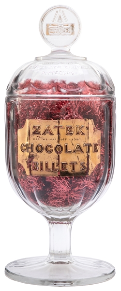  Zatek Chocolate Billets Glass Candy Jar. Large and ornate p...