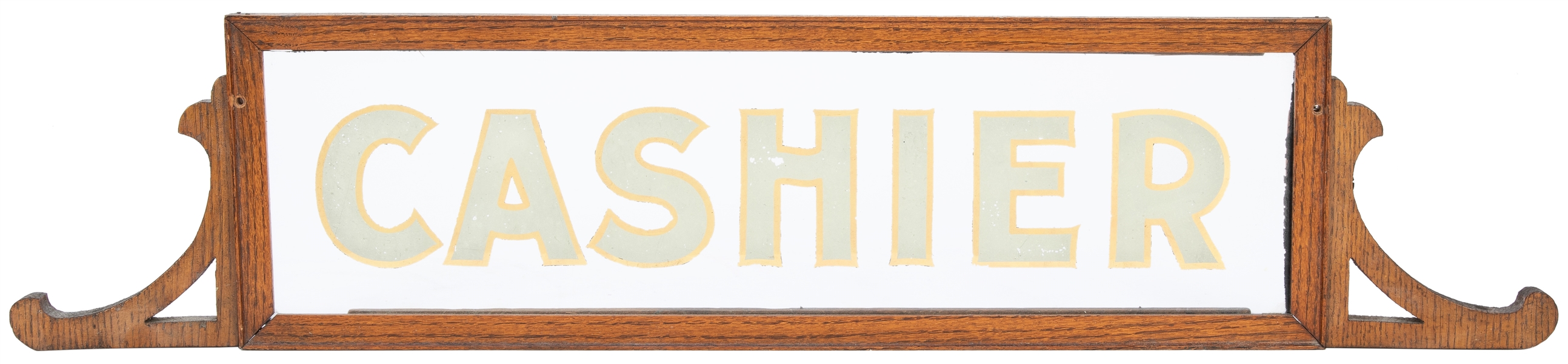  Cashier Reverse-Painted Glass Sign. Circa 1930s-1940s. Cash...