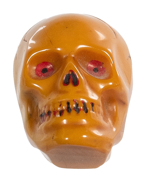  Bakelite Human Skull Gear Shift Knob. Dark yellow figural s...