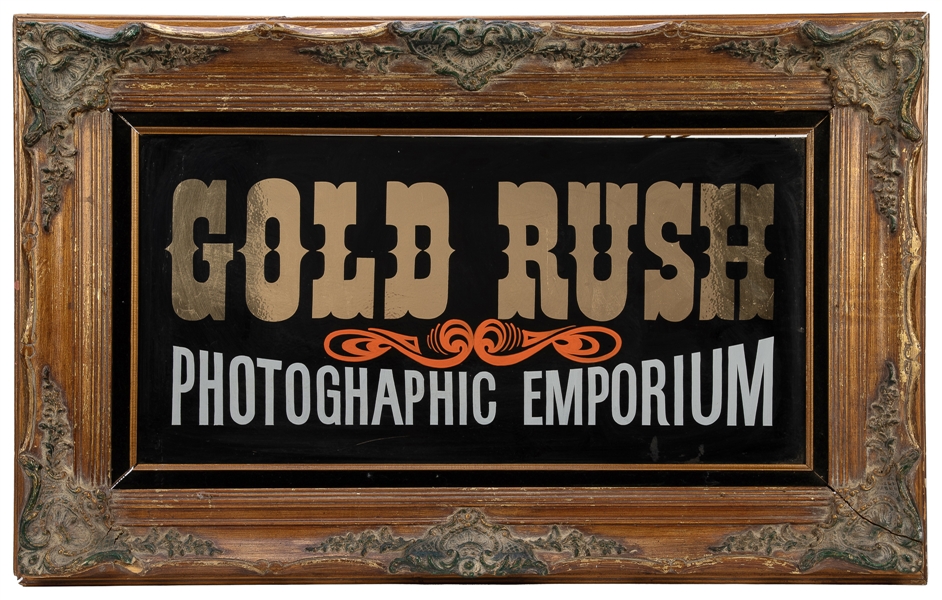  Gold Rush Photographic Emporium Hanging Tin Sign. Circa 198...