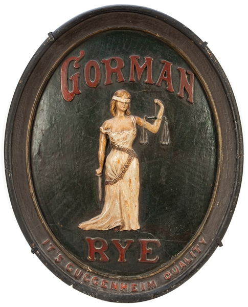  Gorman Rye “It’s Guggenheim Quality” Sign. Circa 1890s-1900...