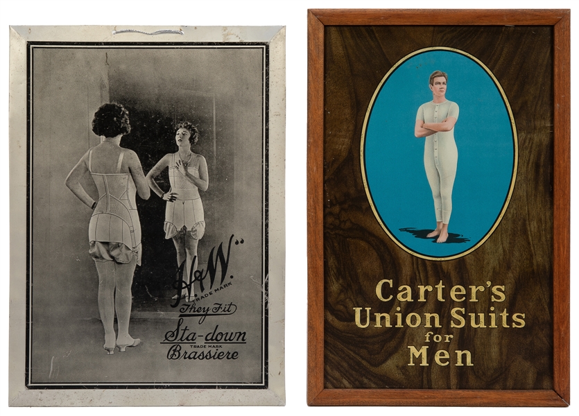  Group of Two Lithograph Tin Signs for Undergarments. Includ...