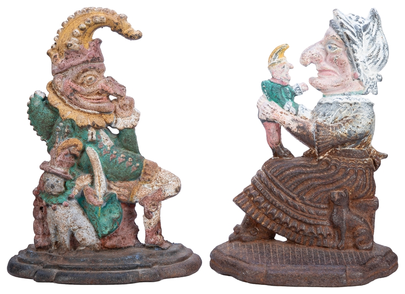  Punch & Judy Cast Iron Andirons. Height of both approx. 12”...