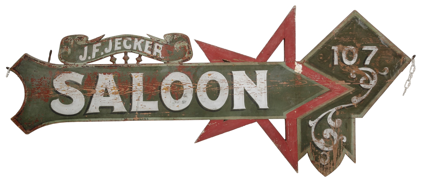  J. F. Jecker Saloon Large Hanging Outdoor Sign. Victoria, T...