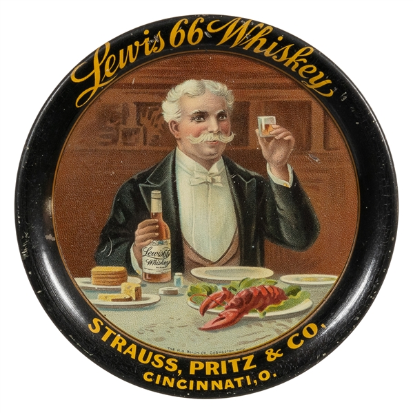  [TIP TRAY]. Lewis 66 Whiskey. Strauss, Prinz & Co., Cincinn...