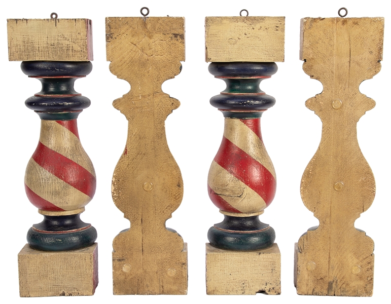  Vintage Barber Pole Decorations. Circa 1920s-1940s. Four pa...