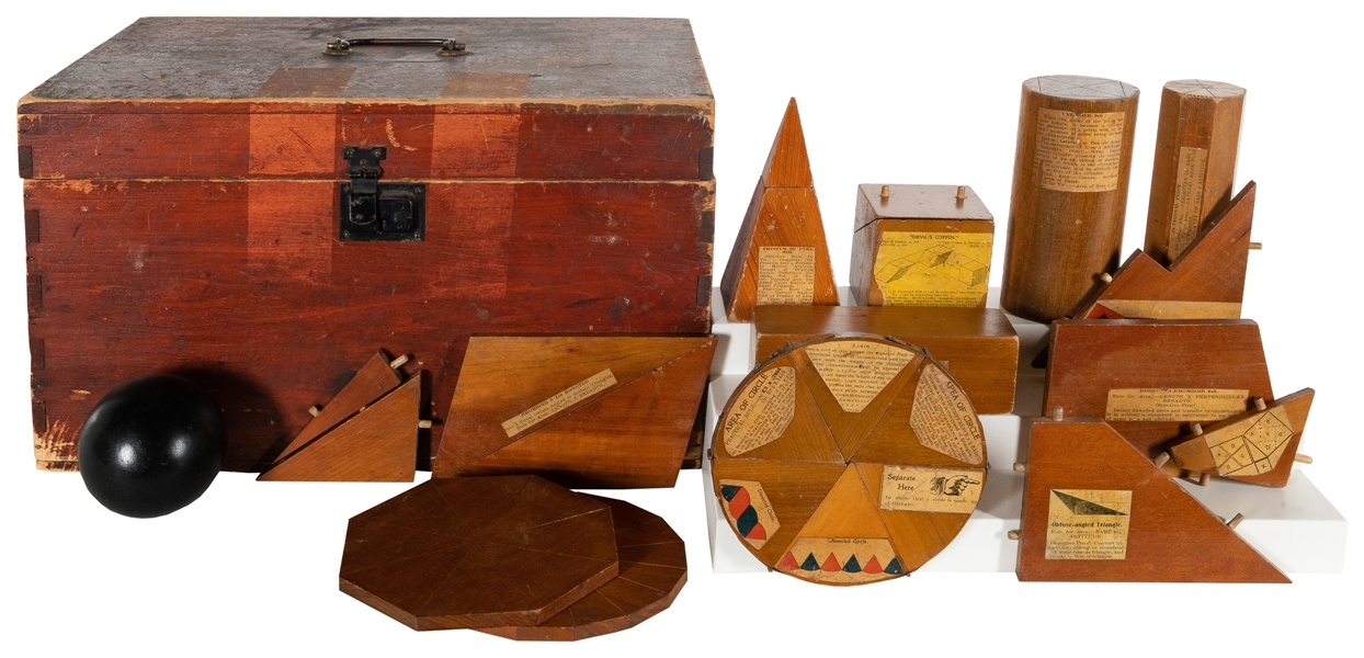  W. W. Ross Mensuration Geometrical Crate of Wooden Shapes. ...