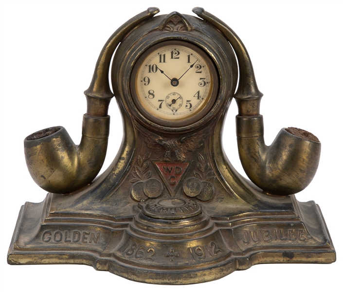  Wm. Demuth Golden Jubilee 1862-1912 Clock and Inkwell. Newa...