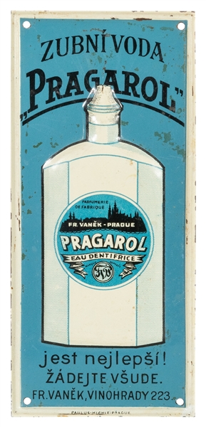  Zubni Voda Pragarol Mouthwash Tin Sign. Prague: Paulus-Mich...