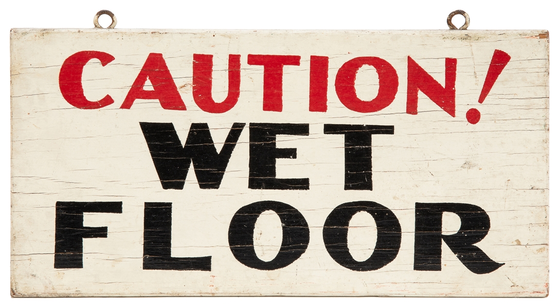  Caution! Wet Floor Wooden Sign. Double-sided, stencil-paint...