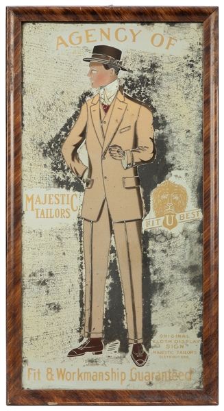  Majestic Tailors Mirrored Sign. 20th century. Mirror and cl...