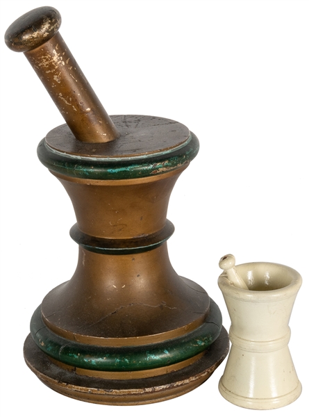  Two Mortar and Pestle Pharmacy Trade Displays. Two trade di...