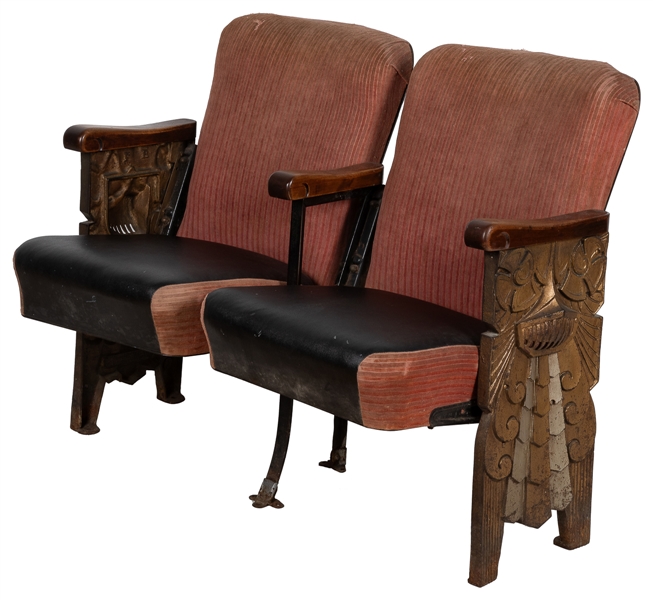  [THEATRE/CINEMA SEATS]. Pair of Two Connected Theatre Seats...