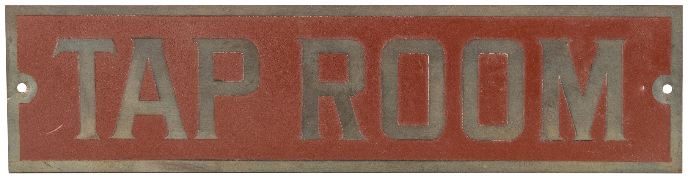  Tap Room Door Sign. 20th century. Small metal sign on red ...