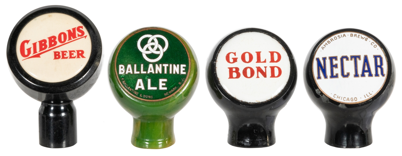  Group of 4 Beer Tap Ball Knobs. Circa 1930s—40s. Four beer ...