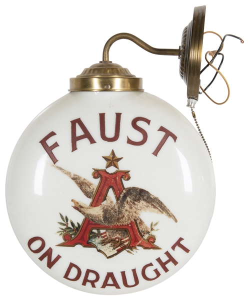  Anheuser-Busch Faust On Draught Drum Sign Lamp. Painted gla...