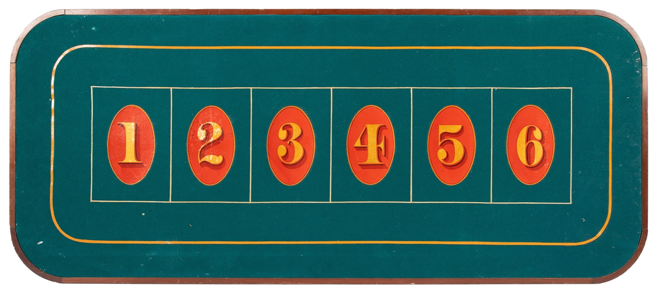  Chuck-A-Luck Layout. Circa 1930s-1950s. Wooden frame, green...