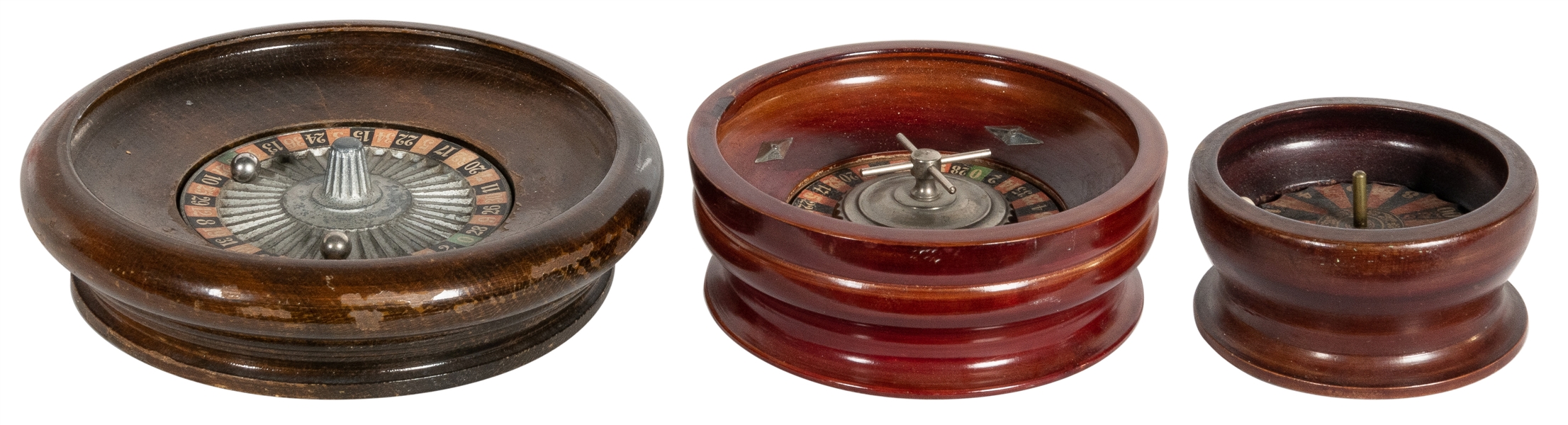  Group of Three Traveling Roulette Wheels. Circa 1920s-1950s...