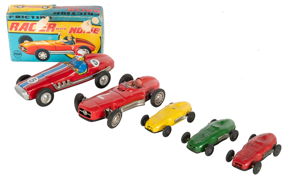  Group of Five Japanese Friction Race Cars, Two in Original ...