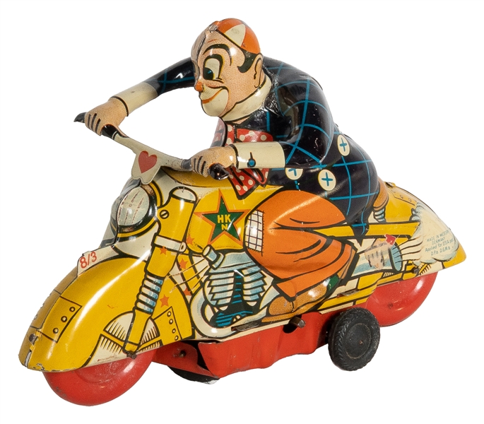  Huki “Johnny” Magic Clown Wind-Up Motorcycle. Western Germa...