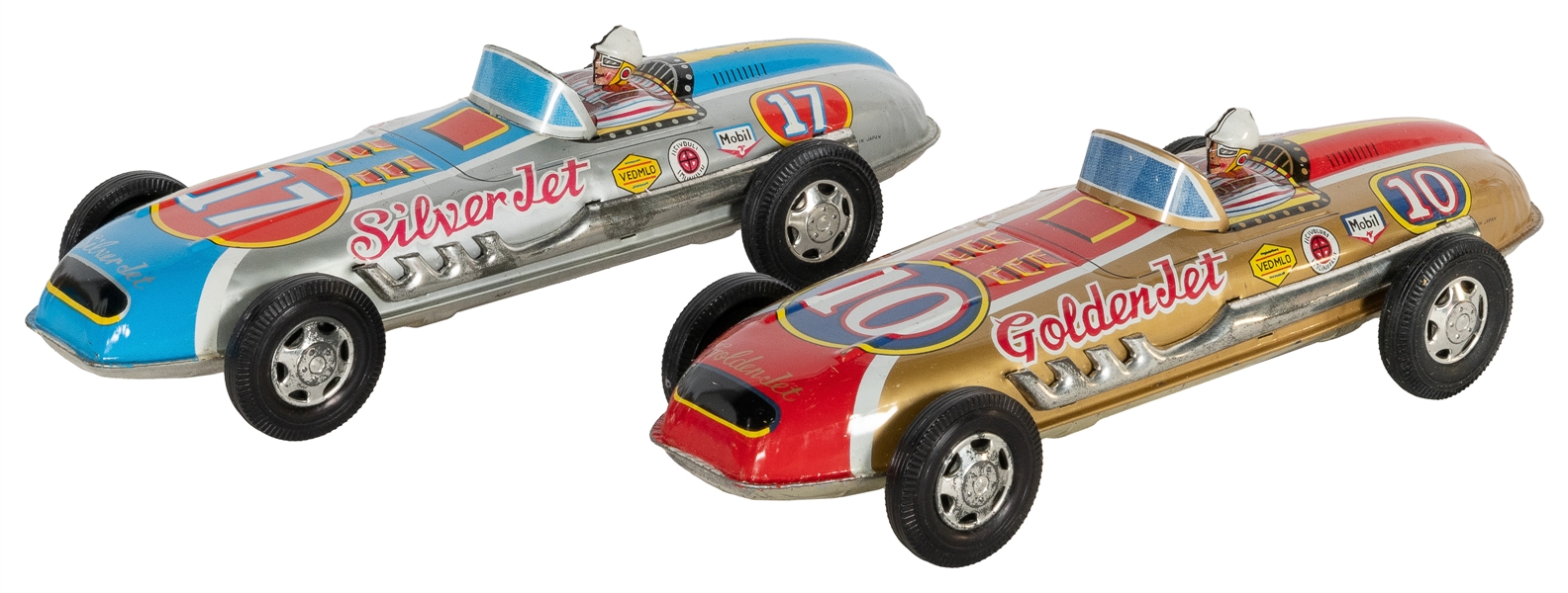  A Pair of Ichimura Lithograph Tin Japanese Friction Cars in...