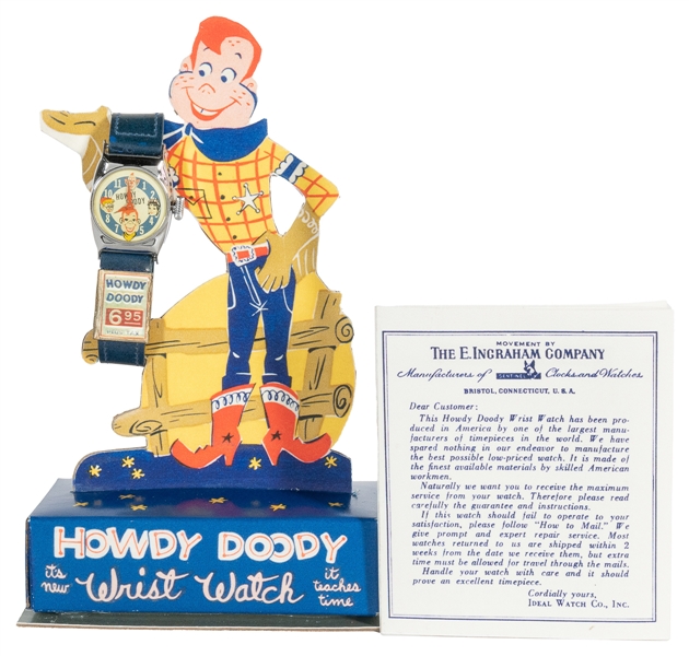  Howdy Doody Wristwatch with Reproduction Die-Cut Display. K...