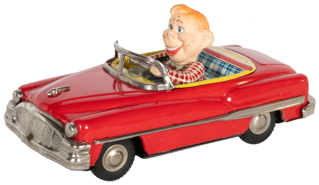  Howdy Doody Tin Car. Japan: 1959. Tin lithograph Buick with...