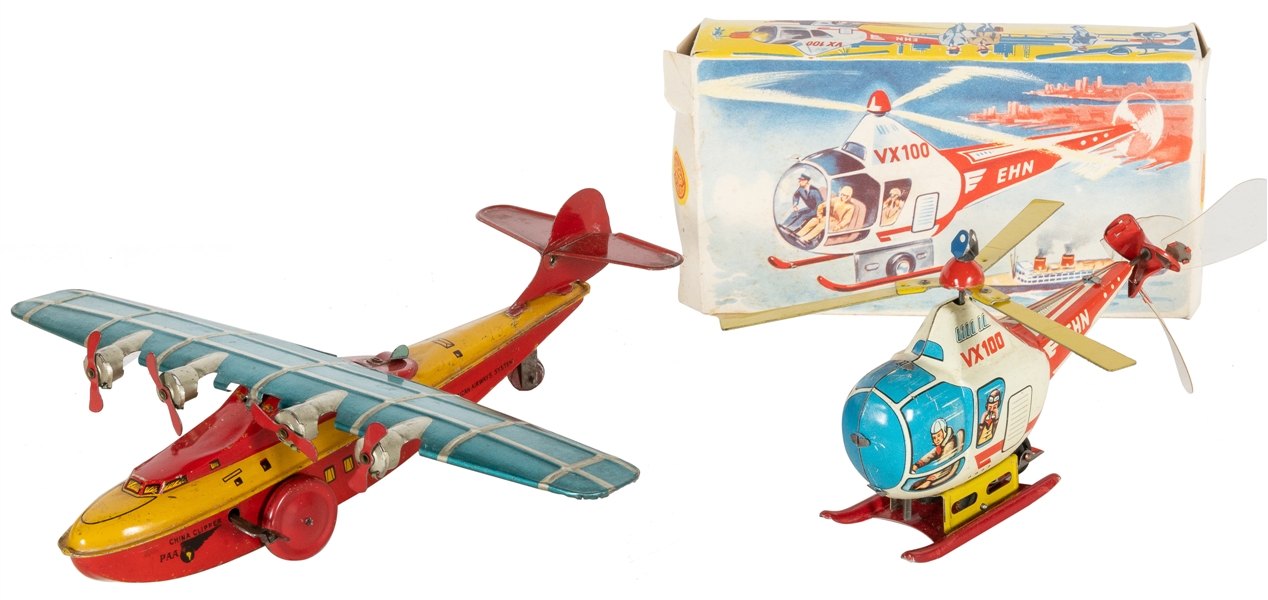  Two Tin Wind-Up Planes. Circa 1930-40s. Includes EHN VX 100...