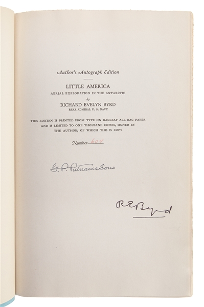  BYRD, Richard Evelyn (1888-1957). Little America: Aerial Ex...