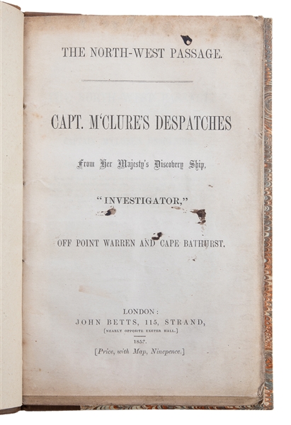  [FRANKLIN SEARCH]. McCLURE, Robert (1807-1873). Capt. M’Clu...