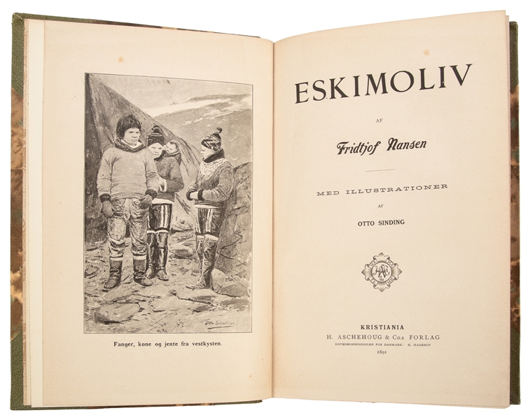  NANSEN, Fridtjof (1861-1930). Eskimoliv. Kristiania: H. Asc...