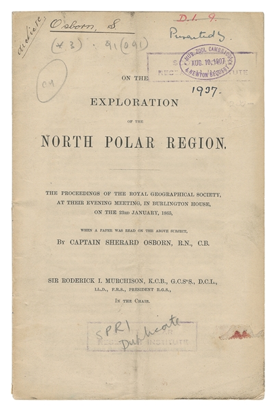  OSBORN, Sherard, Lieut. (1822-1875). On the Exploration of ...