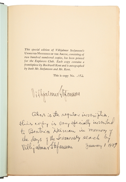  STEFANSSON, Vilhjalmur (1879-1962). Unsolved Mysteries of t...