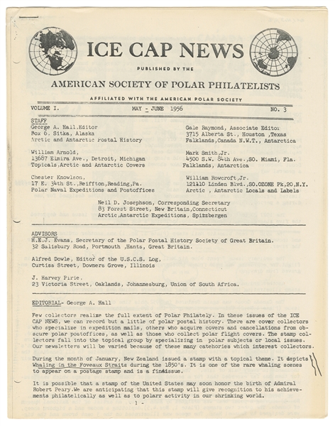  [POLAR PERIODICALS]. 135 issues of Ice Cap News. American S...