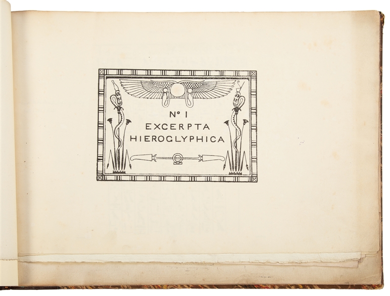  BURTON, James (1788-1860). Excerpta Hieroglyphica. [Cairo: ...