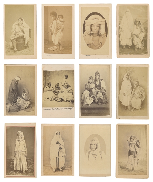  [PHOTOGRAPHY - ALGERIA]. A group of 12 Carte-de-visite port...