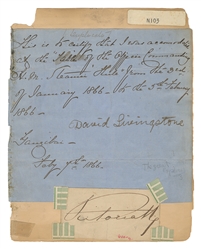  LIVINGSTONE, David, Dr. (1813-1873). Autograph document sig...