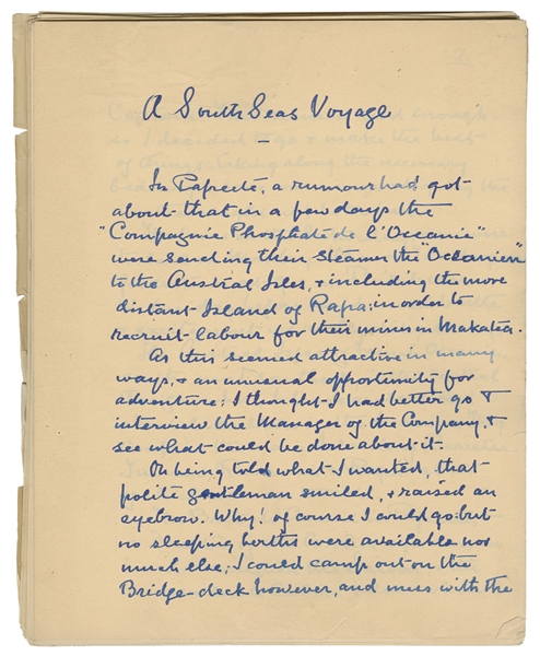  [TRAVEL LITERATURE - MANUSCRIPT]. MACDONALD, William Aliste...