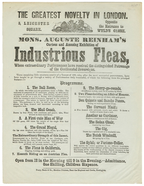  [FLEA CIRCUS] Four Early Flea Circus Handbills. Comprised o...