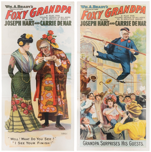  Foxy Grandpa. Two Theatrical Posters. Cincinnati & New York...