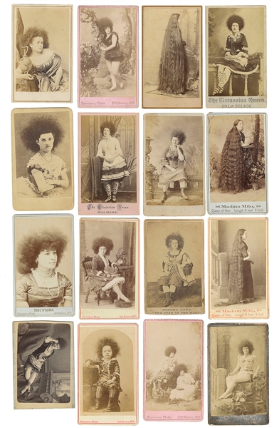  [HAIR - SIDESHOWS]. Collection of Cartes-de-Visite of Circa...