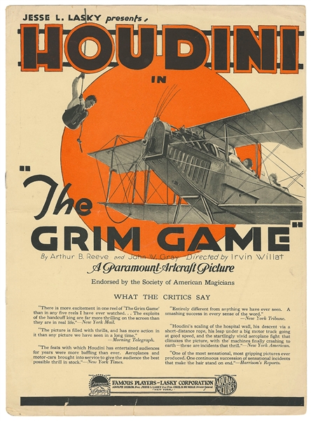  HOUDINI, Harry (Erik Weisz, 1874 – 1926). The Grim Game Pro...