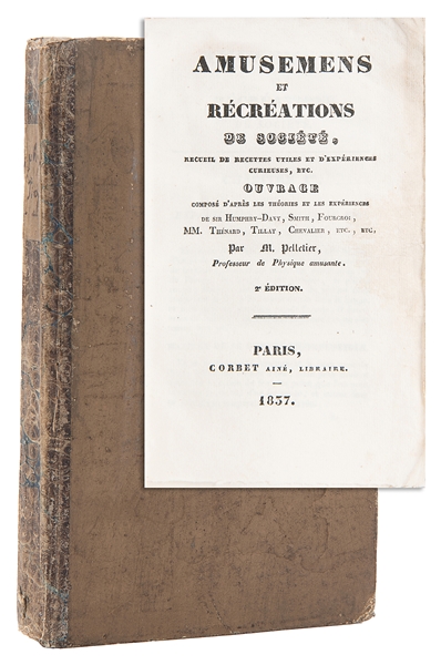  PELLETIER, M. Amusemens et Récreations de Société. Paris: C...