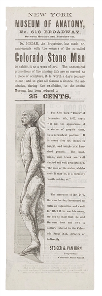  [STONE MAN] New York Museum of Anatomy. Colorado Stone Man....