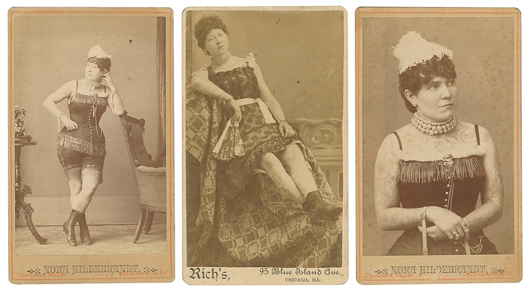  [TATTOO]. Three Cartes-de-visite of tattooed ladies. Albume...