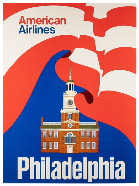  American Airlines / Philadelphia. Circa 1960s. Travel poste...