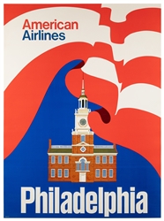  American Airlines / Philadelphia. Circa 1960s. Travel poste...