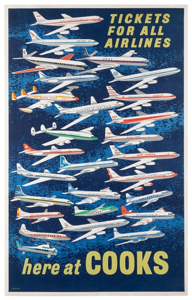  HANNA. Tickets for All Airlines / Here at Cook’s. 1950s. Po...