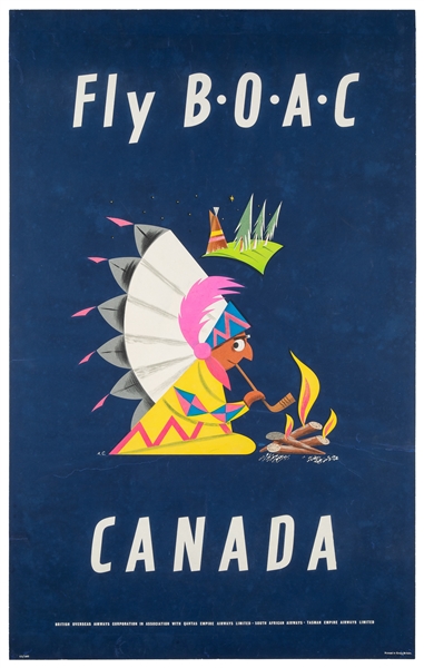  COSOMATI, Aldo (1895-1977). Fly BOAC / Canada. Circa 1950s. Silkscreen. Airline poster ...