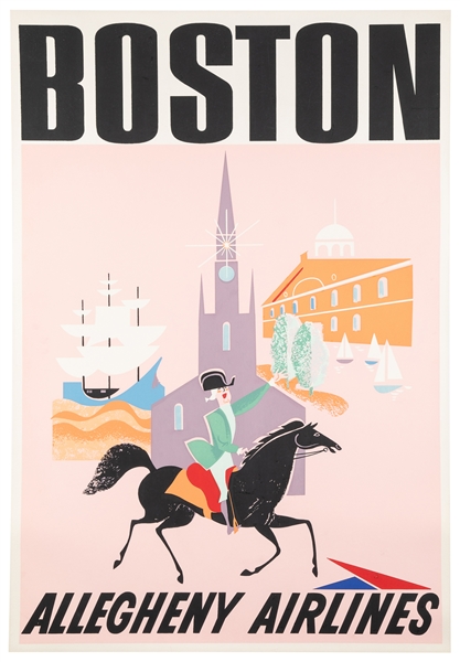  Boston / Allegheny Airlines. Circa 1950s. Silkscreen. Trave...